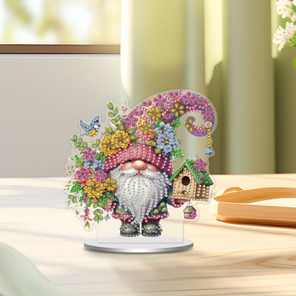 Single-Side Special Shape Spring Gnome Desktop Diamond Art Kits for Home Decor