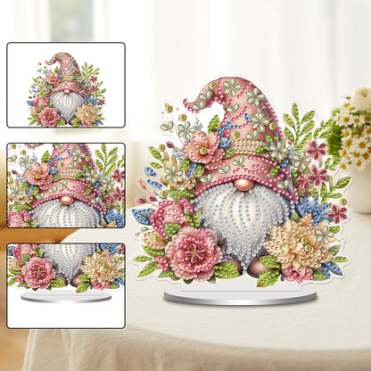 Single-Side Special Shape Spring Gnome Desktop Diamond Art Kits for Home Decor