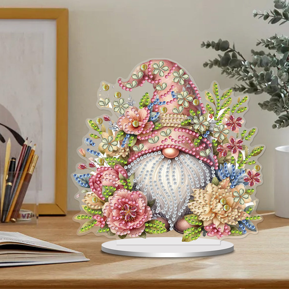 Single-Side Special Shape Spring Gnome Desktop Diamond Art Kits for Home Decor