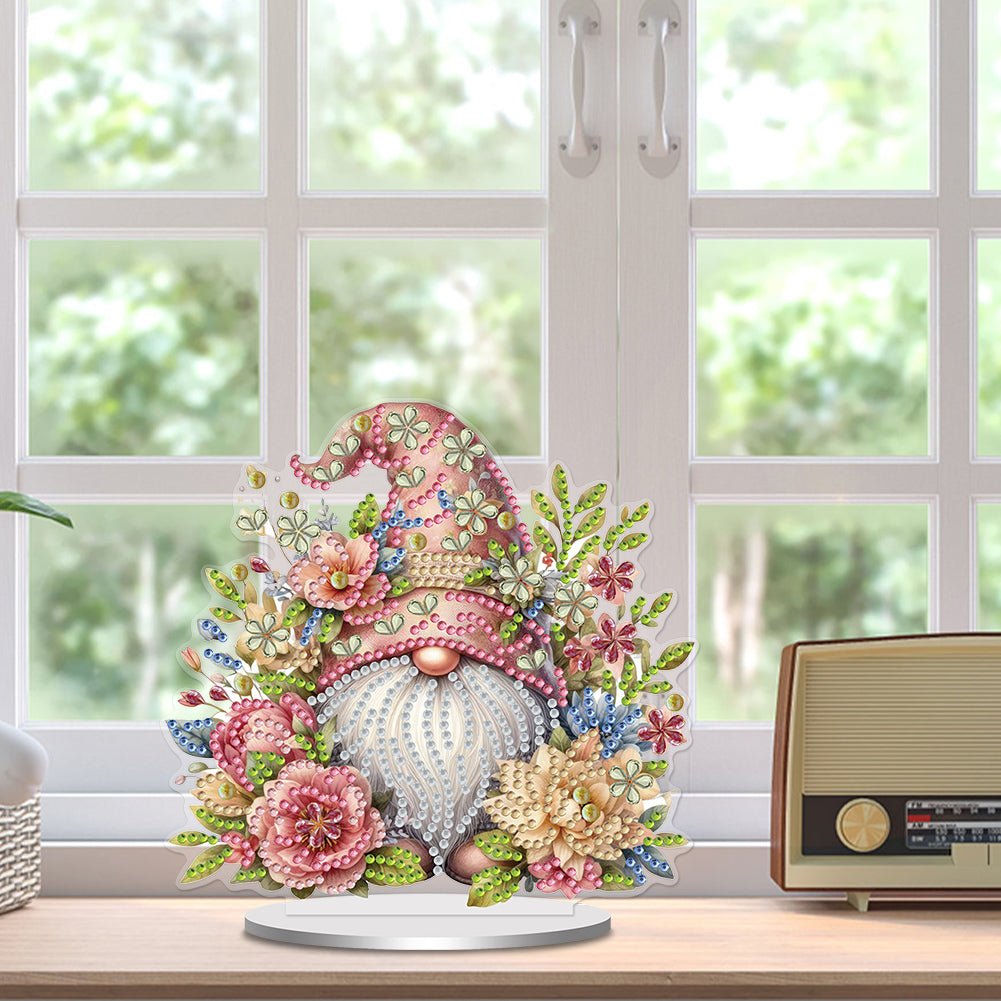 Single-Side Special Shape Spring Gnome Desktop Diamond Art Kits for Home Decor