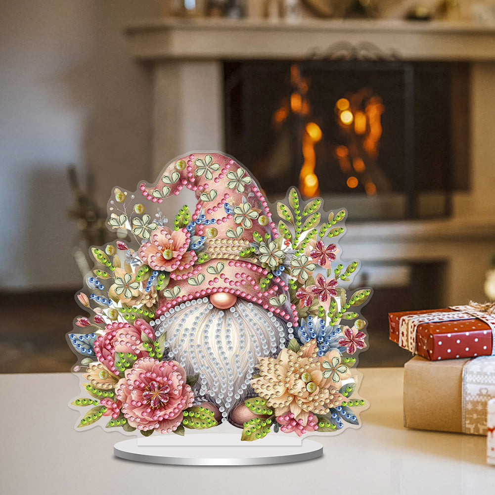Single-Side Special Shape Spring Gnome Desktop Diamond Art Kits for Home Decor