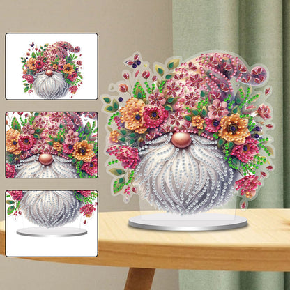 Single-Side Special Shape Spring Gnome Desktop Diamond Art Kits for Home Decor