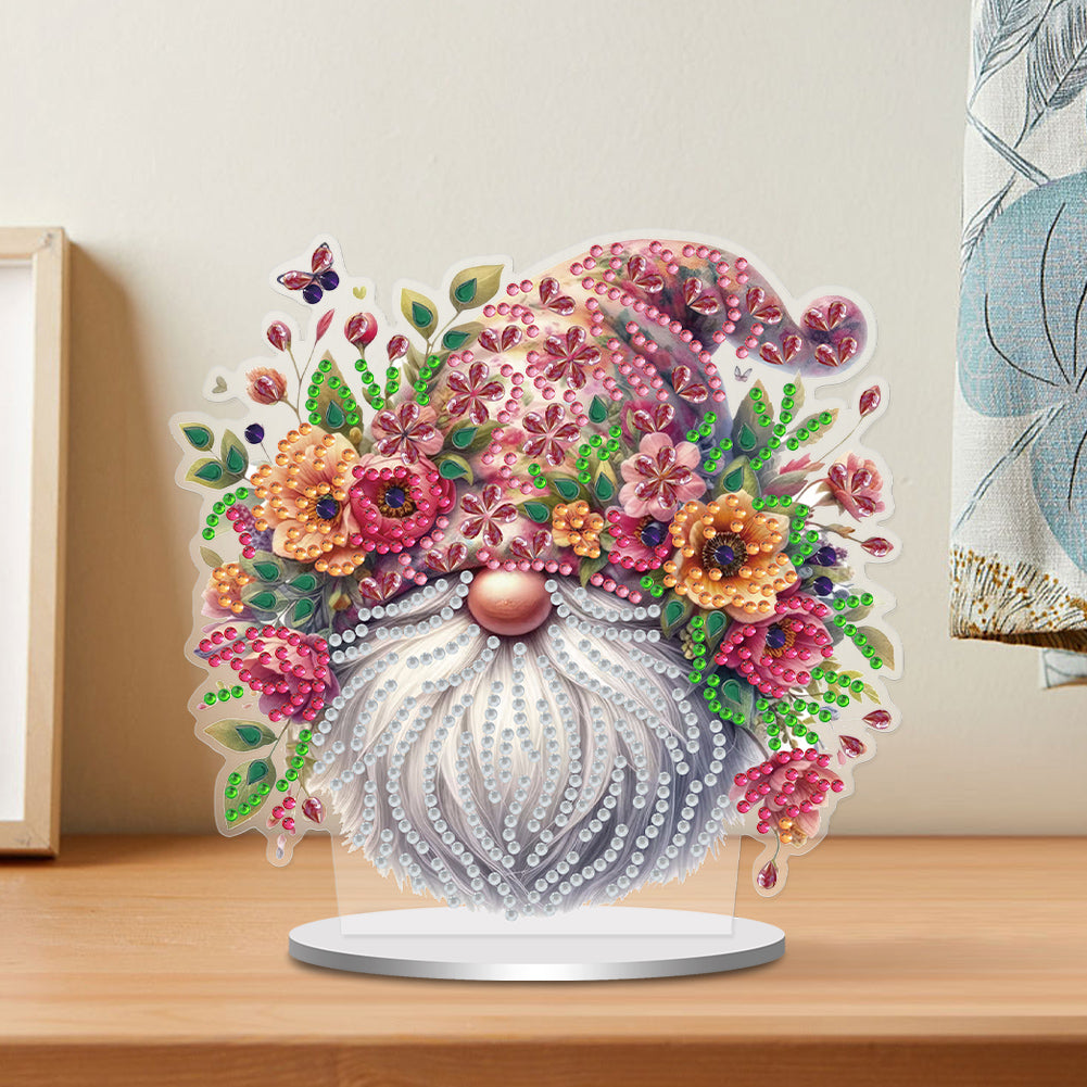 Single-Side Special Shape Spring Gnome Desktop Diamond Art Kits for Home Decor