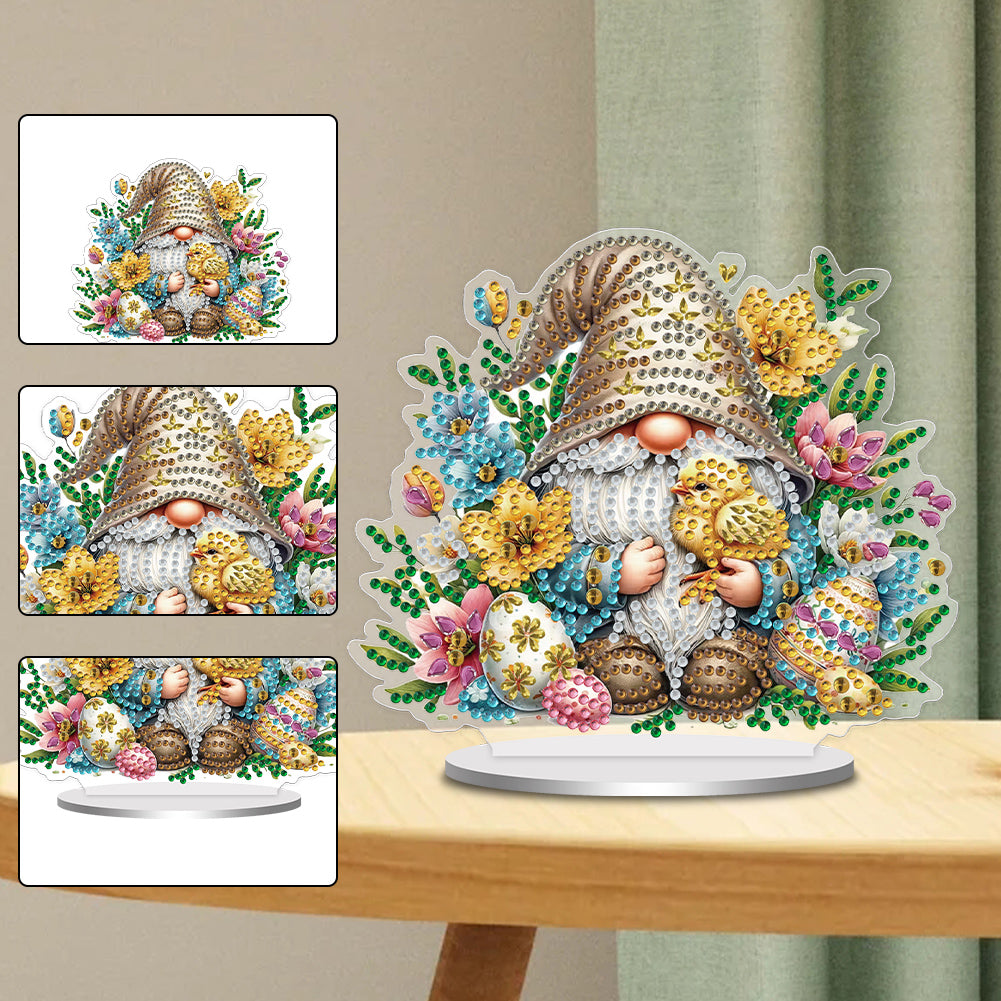 Single-Side Special Shape Spring Gnome Desktop Diamond Art Kits for Home Decor