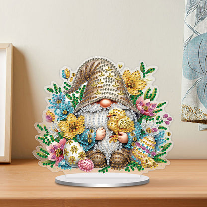 Single-Side Special Shape Spring Gnome Desktop Diamond Art Kits for Home Decor