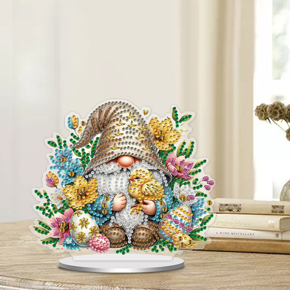 Single-Side Special Shape Spring Gnome Desktop Diamond Art Kits for Home Decor