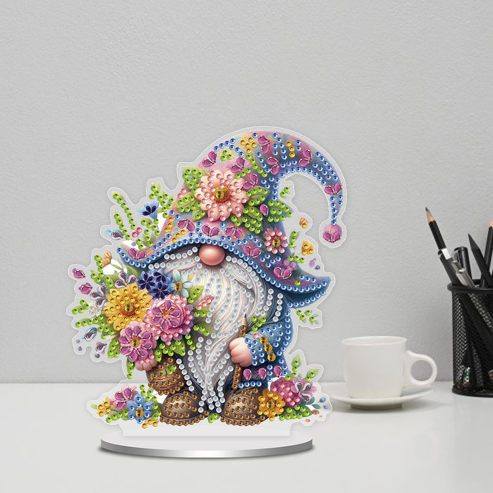Single-Side Special Shape Spring Gnome Desktop Diamond Art Kits for Home Decor