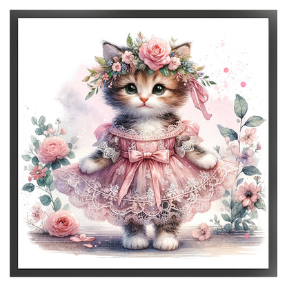 Kitten In Skirt - 18CT Stamped Cross Stitch 30*30CM