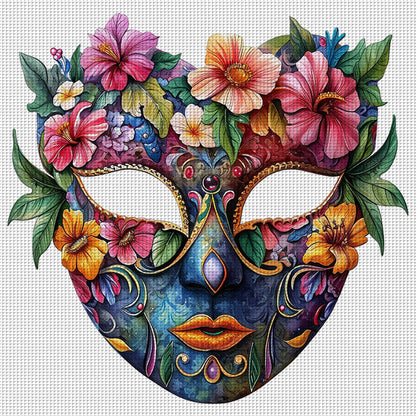 Flower Mask - 11CT Stamped Cross Stitch 40*40CM