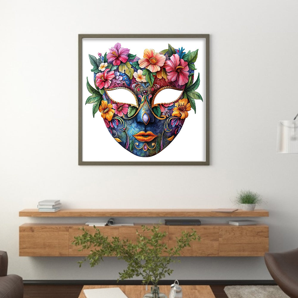 Flower Mask - 11CT Stamped Cross Stitch 40*40CM