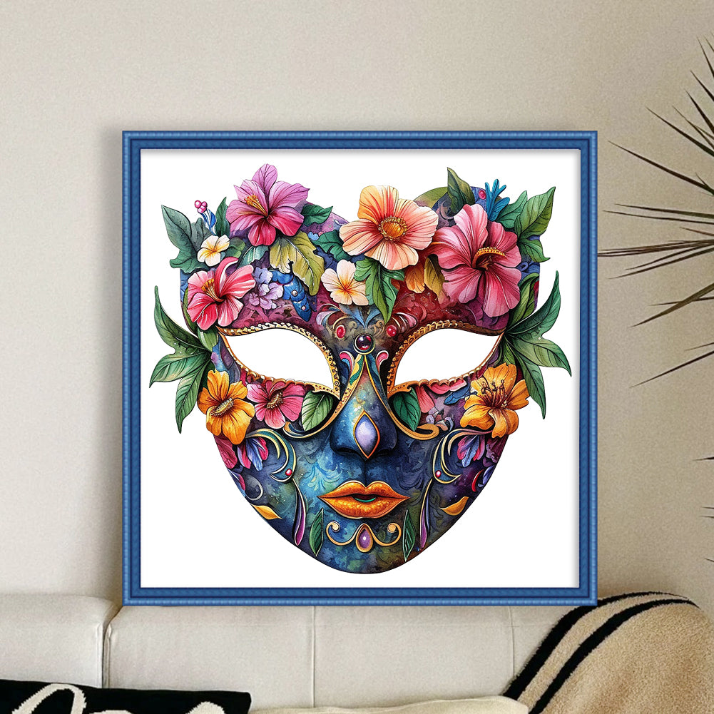 Flower Mask - 11CT Stamped Cross Stitch 40*40CM