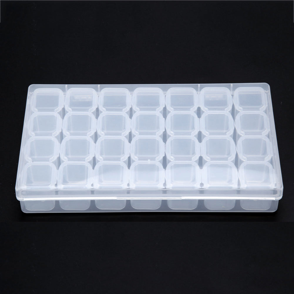 28 Slots Plastic Storage Box Nail Art Rhinestone Jewelry Display Case