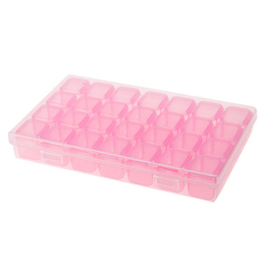 28 Slots Plastic Storage Box Nail Art Rhinestone Jewelry Display Case