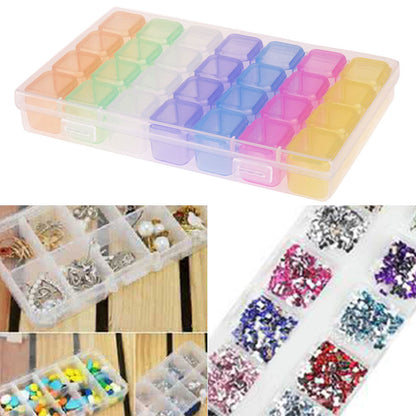 28 Slots Plastic Storage Box Nail Art Rhinestone Jewelry Display Case