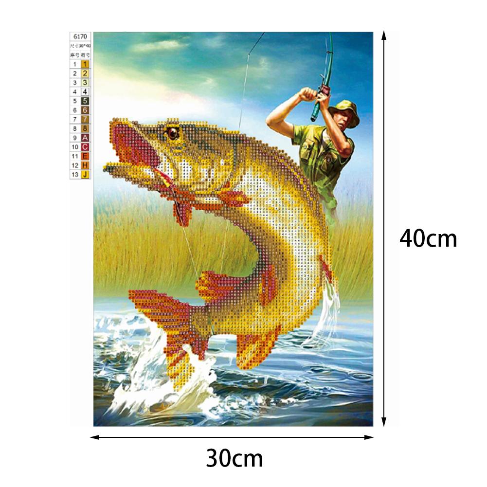 Fishing Landscape - Full Round Drill Diamond Painting 40*30CM