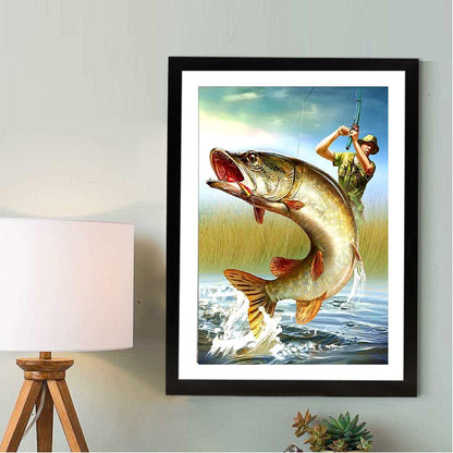 Fishing Landscape - Full Round Drill Diamond Painting 40*30CM