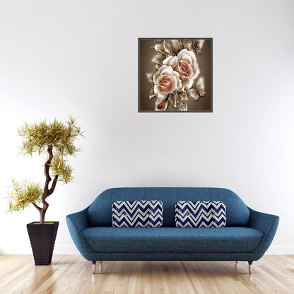 Retro Flowers - Full Round Drill Diamond Painting 35*35CM