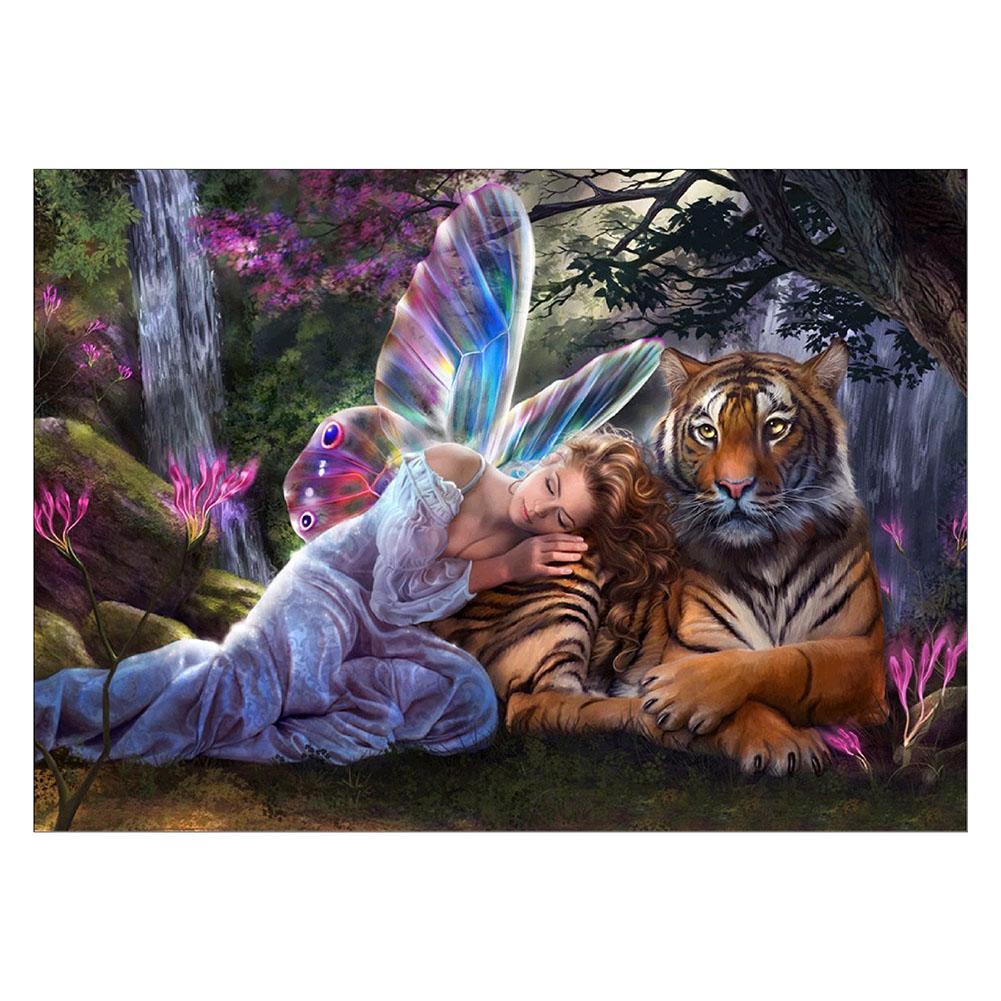 Tiger Fairies - Full Square Drill Diamond Painting 40*30CM