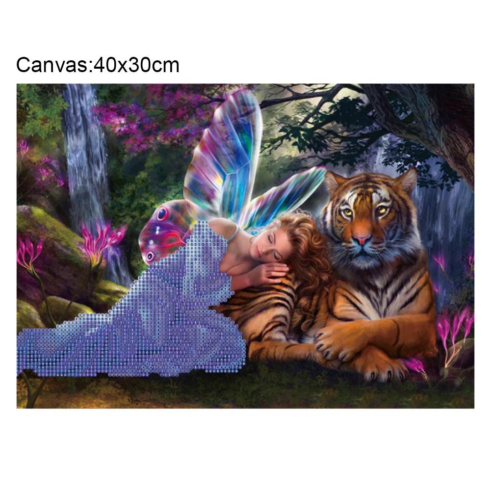 Tiger Fairies - Full Square Drill Diamond Painting 40*30CM