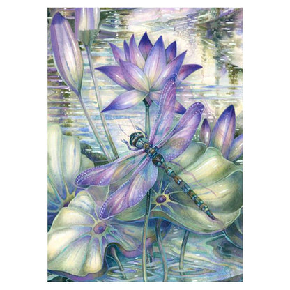 Dragonfly Lotus - Full Square Drill Diamond Painting 30*40CM