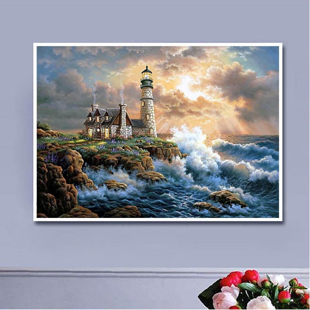 Lighthouse - Full Round Drill Diamond Painting 40*30 CM