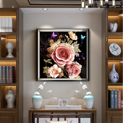 Butterfly Flowers - Full Round Drill Diamond Painting 30*30CM