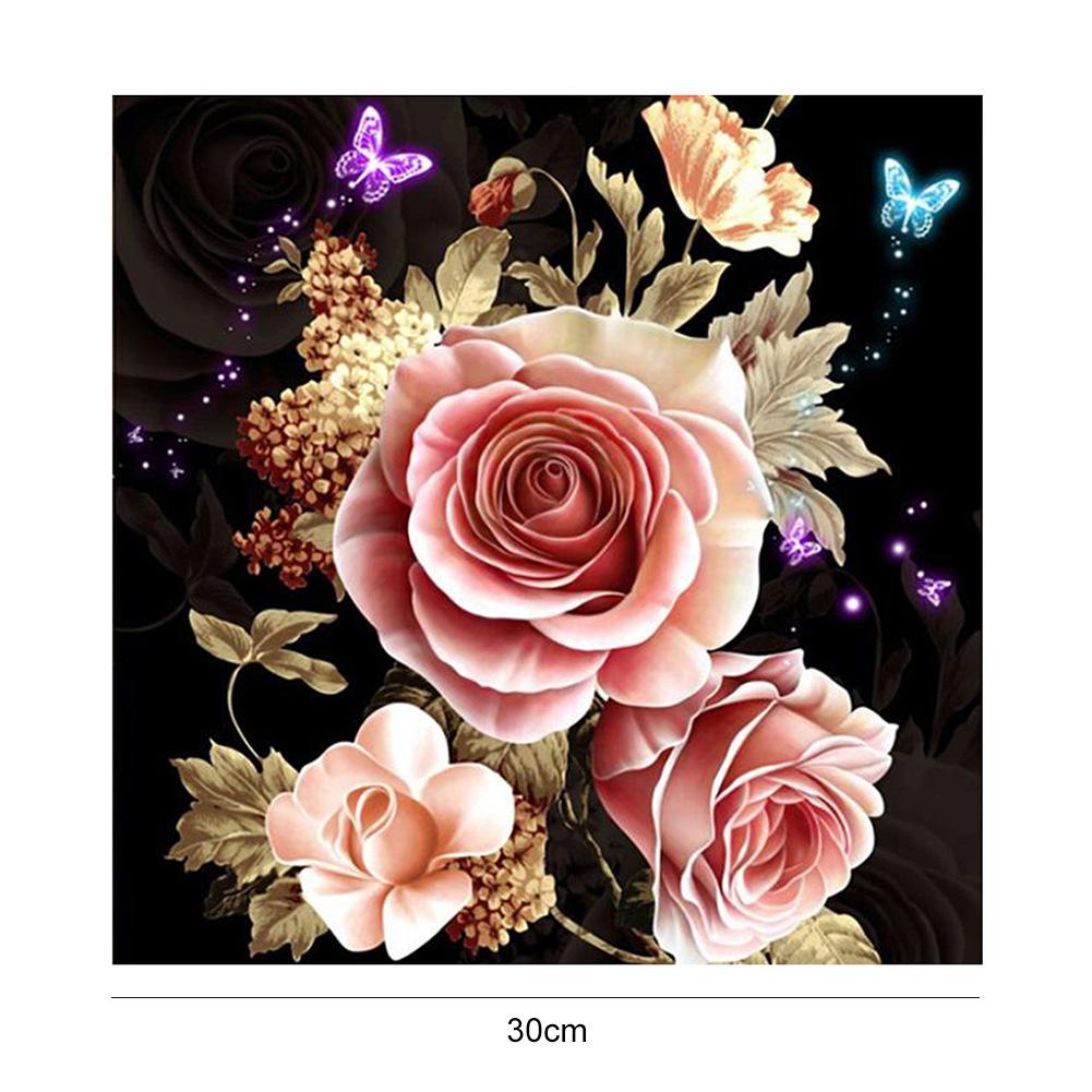 Butterfly Flowers - Full Round Drill Diamond Painting 30*30CM