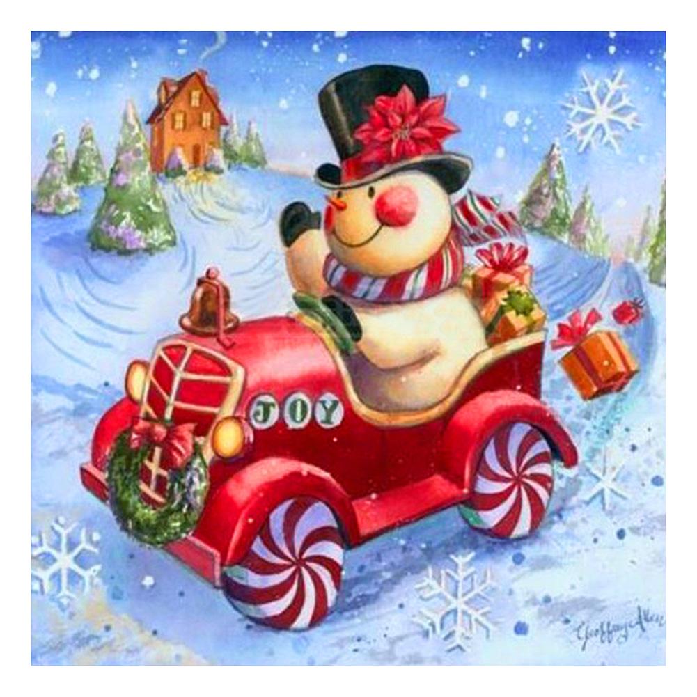 Snowman Car - Full Round Drill Diamond Painting 30*30CM