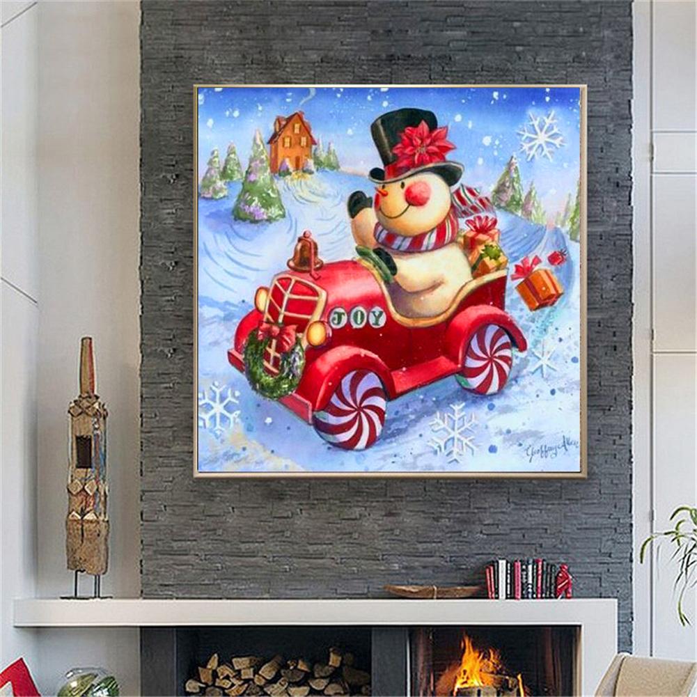 Snowman Car - Full Round Drill Diamond Painting 30*30CM