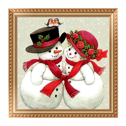 Snowman Couple - Full Round Drill Diamond Painting 30*30CM