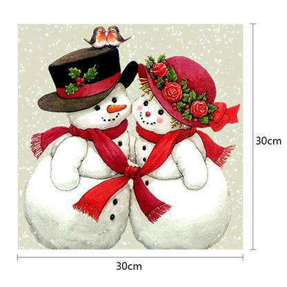 Snowman Couple - Full Round Drill Diamond Painting 30*30CM