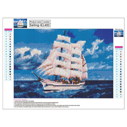 Ocean Boat- - Full Round Drill Diamond Painting 40*30CM