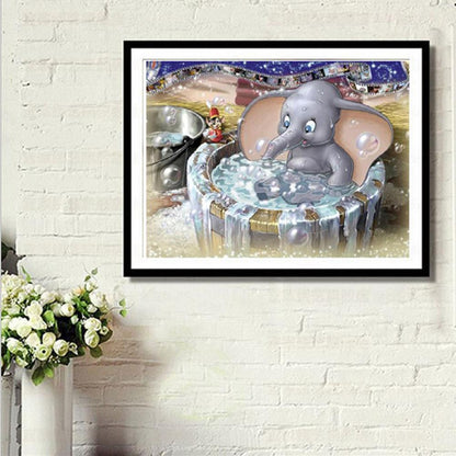 Shower Elephant - Full Round Drill Diamond Painting 25*20CM