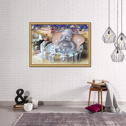 Shower Elephant - Full Round Drill Diamond Painting 25*20CM