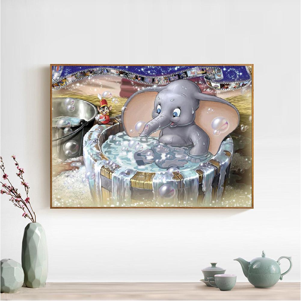 Shower Elephant - Full Round Drill Diamond Painting 25*20CM