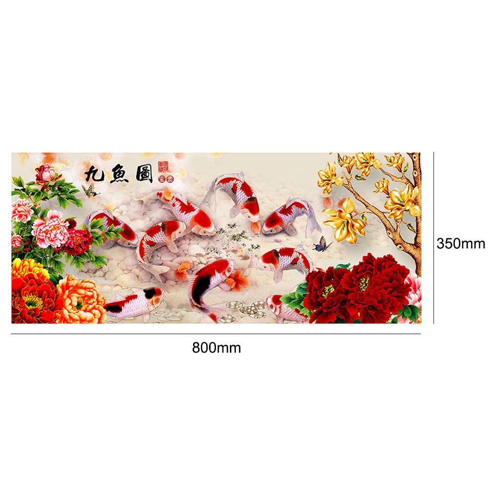 Peony Fishes - Full Round Drill Diamond Painting 80*35CM