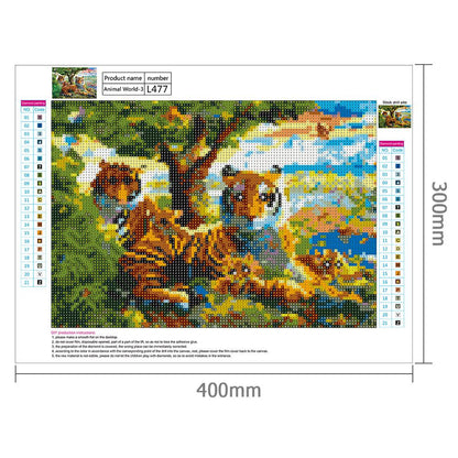 Tiger Family - Full Round Drill Diamond Painting 40*30CM