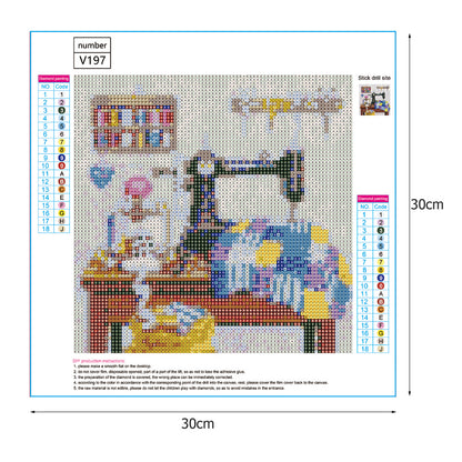 Sewing Machine - Full Round Drill Diamond Painting 30*30CM