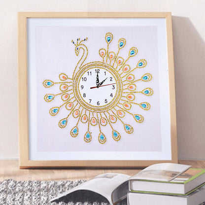 Peafowl Clock - Special Shaped Drill Diamond Painting 35*35CM