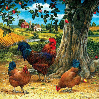 Village Fowl - Full Round Drill Diamond Painting 30*30CM