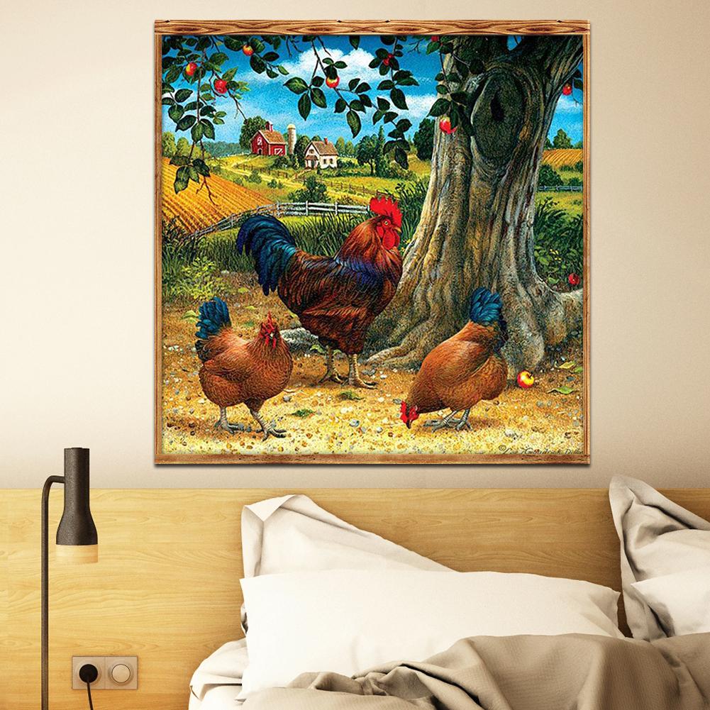 Village Fowl - Full Round Drill Diamond Painting 30*30CM