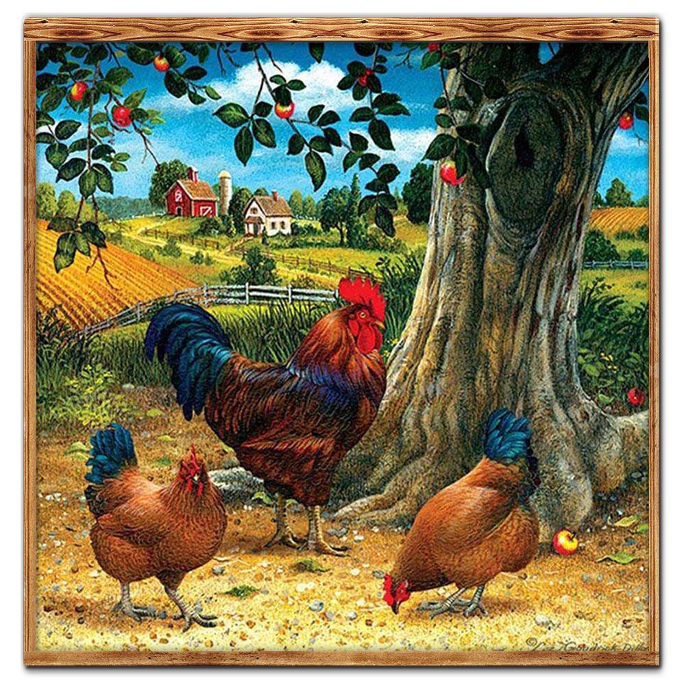 Village Fowl - Full Round Drill Diamond Painting 30*30CM