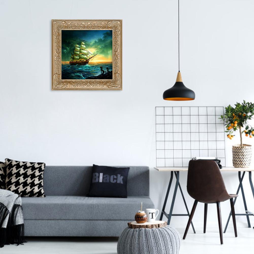 Sailboat - Full Round Drill Diamond Painting 30*30CM