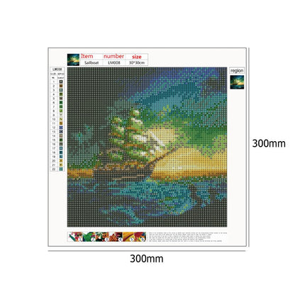 Sailboat - Full Round Drill Diamond Painting 30*30CM