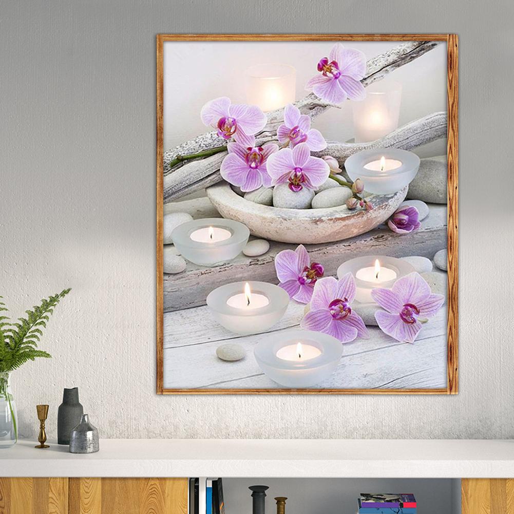 Candle Flower - Full Square Drill Diamond Painting 30X35CM