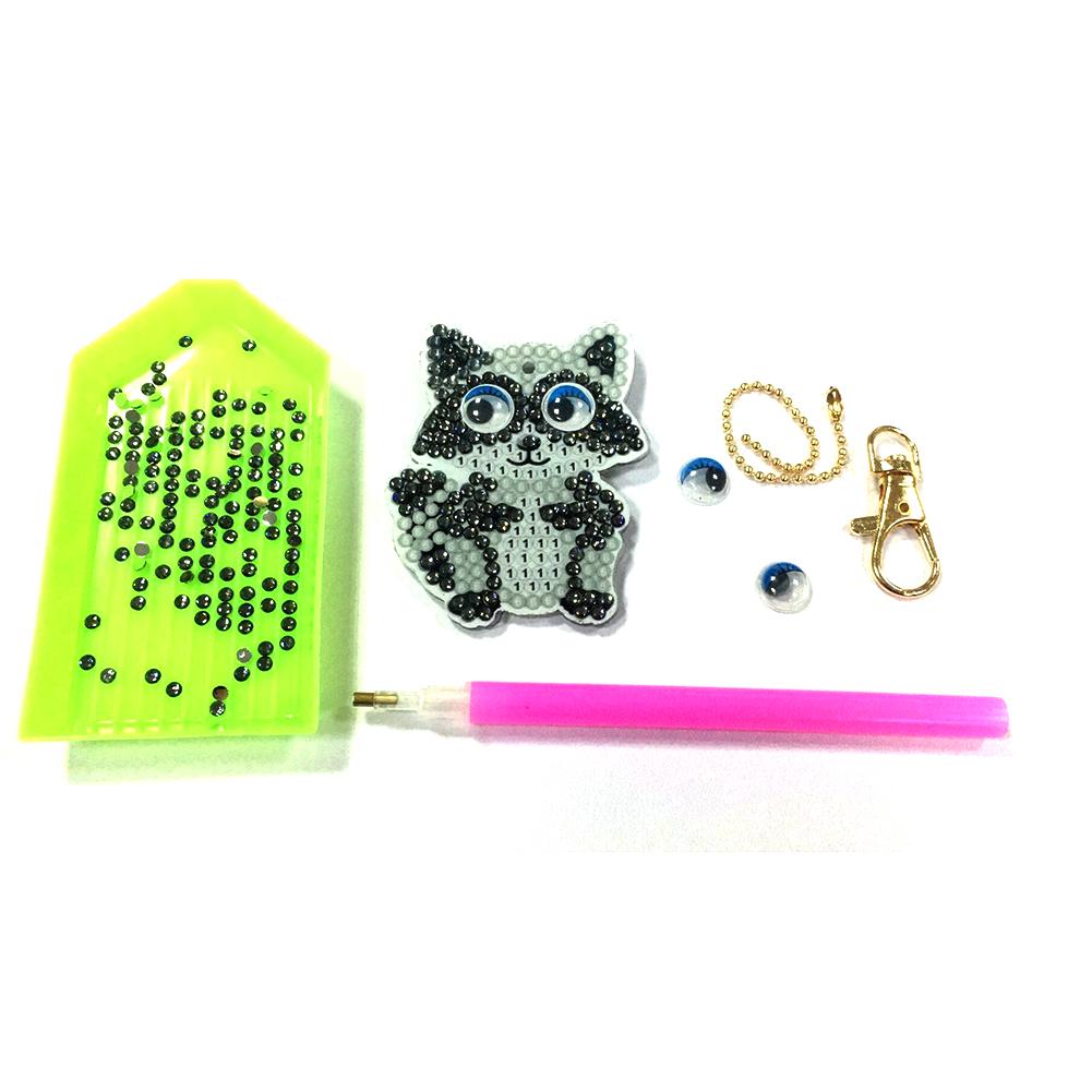 4pcs/set DIY Full Drill Diamond Painting Cartoon Animal Key Chain Jewelry