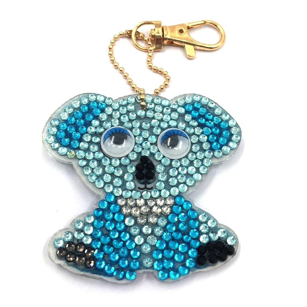 4pcs/set DIY Full Drill Diamond Painting Cartoon Animal Key Chain Jewelry