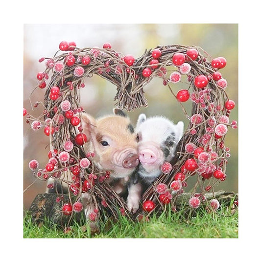 Heart Pigs - Full Round Drill Diamond Painting 30*30CM