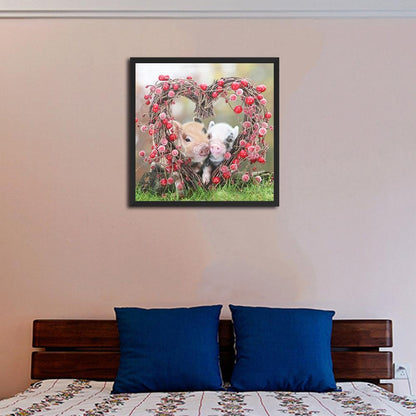 Heart Pigs - Full Round Drill Diamond Painting 30*30CM