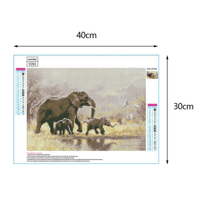 Elephants - Full Round Drill Diamond Painting 40X30 CM